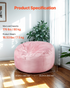 Start2Finish VEVOR pink 3-foot round bean bag chair with washable cover and memory foam filling, ideal for bedroom or playroom.