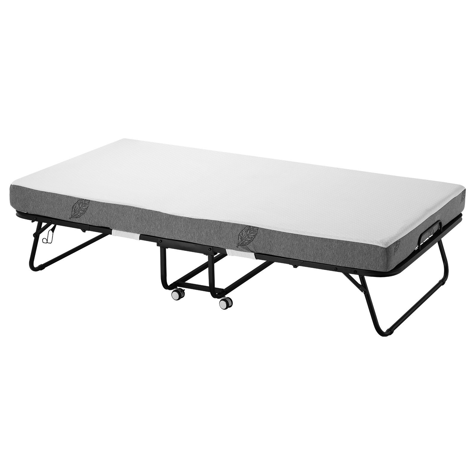 Start2Finish VEVOR rollaway bed with 38x75 inch foldable metal frame and 5-inch memory foam mattress for adults and guests.