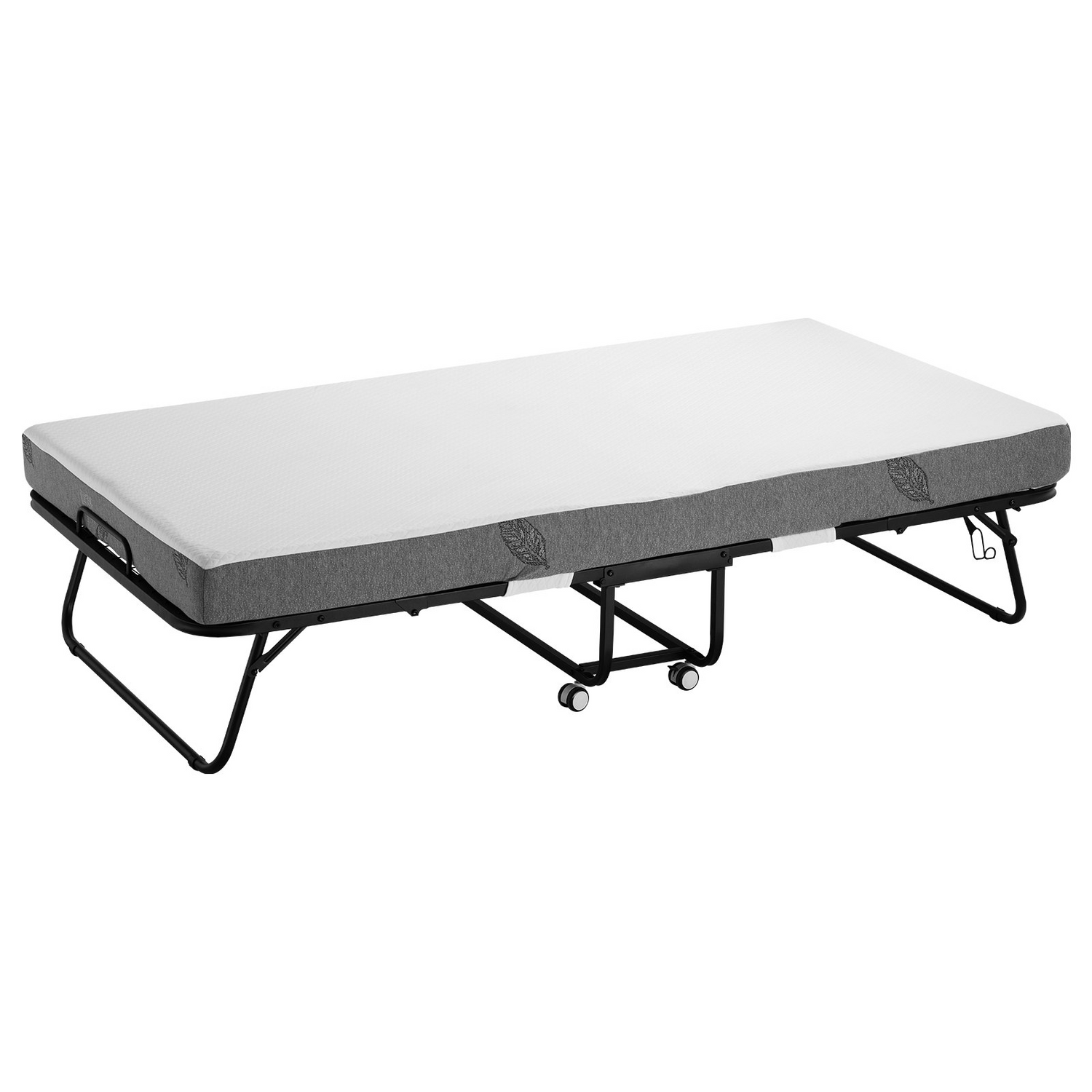 Start2Finish VEVOR rollaway bed with twin size, sturdy metal frame and 5-inch memory foam mattress, ideal for adults and guests.