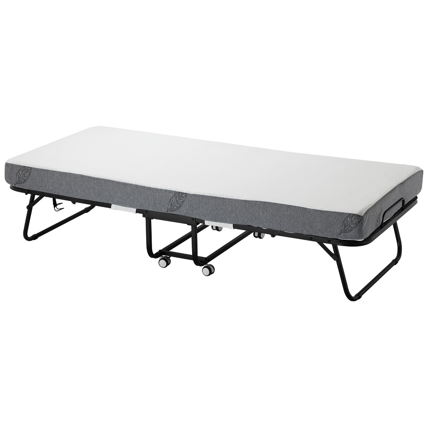 Start2Finish VEVOR foldable twin rollaway bed with sturdy metal frame and 5-inch memory foam mattress, suitable for adults and guests.