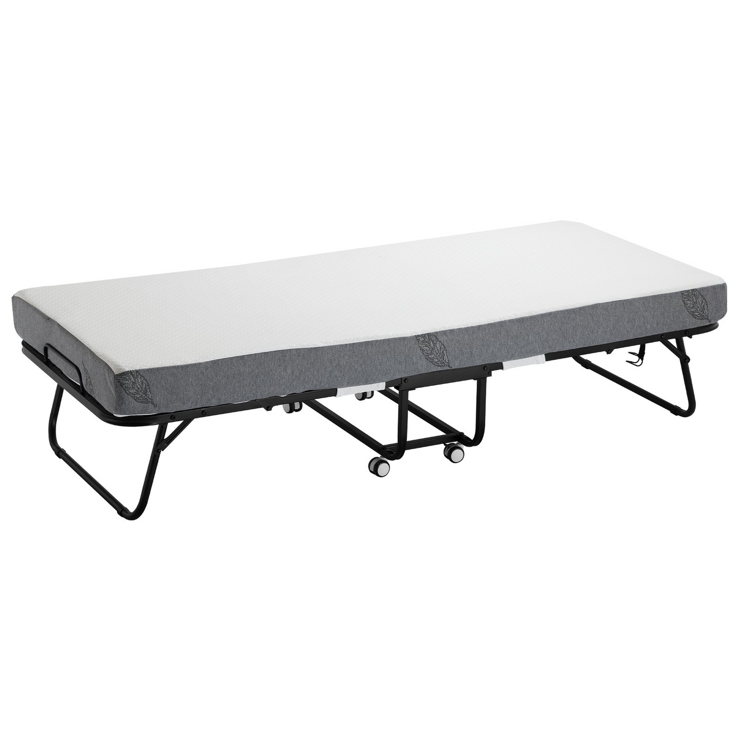 Start2Finish VEVOR foldable twin rollaway bed with sturdy metal frame and 5-inch memory foam mattress, ideal for guests or portability.