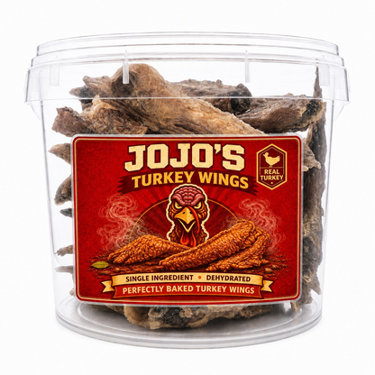 Start2Finish turkey wings dog treats, 30-piece natural high-protein chews in a large bucket, pet supplies for dogs.