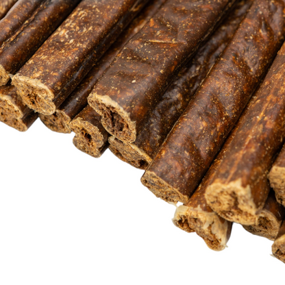 Start2Finish all-natural beef sausage dog treats, 6-inch premium chews packed with protein for dogs, case of 25.