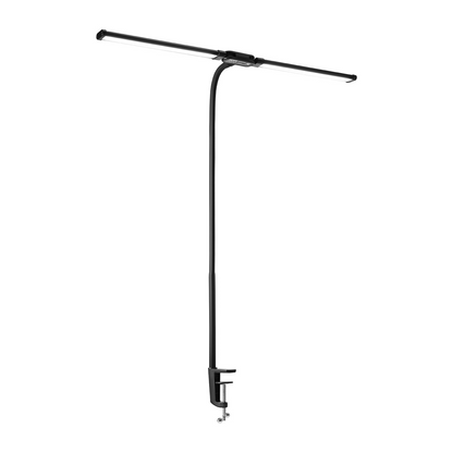 Start2Finish VEVOR LED desk lamp with clamp, double head, 360° gooseneck, adjustable lighting, and timer for home office and study.