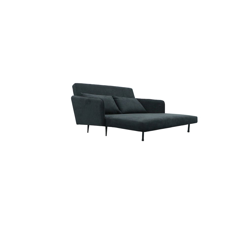 Black fabric Lawson loveseat sleeper with pillows, 61-inch convertible sofa bed by Start2Finish, shown in a living room setting.