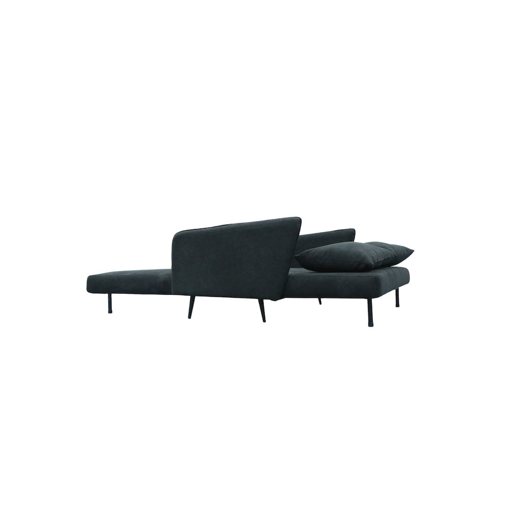 Start2Finish Lawson 61-inch black fabric convertible loveseat sleeper with pillows, showcasing its plush seating and versatile design.