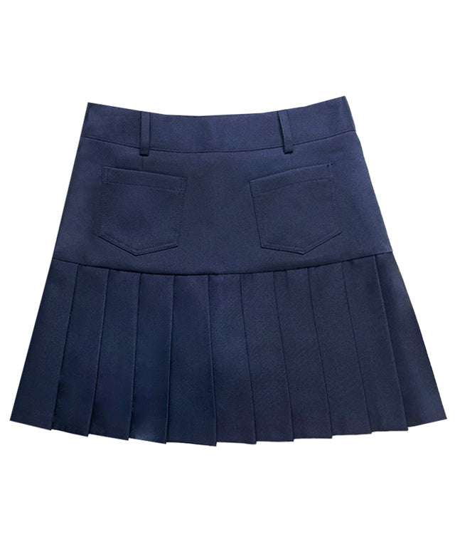 Navy BENECIA 12 asymmetric culottes by Amethyst Lucy, stylish accessories with a modern, uneven hem design.
