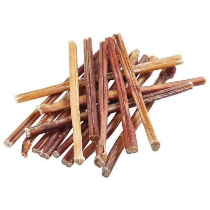 Ultramarine Daisy Brazilian grass-fed beef bully sticks for pets, showing thick, natural beef chews on a white background.