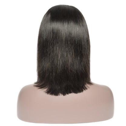 Elite Crown Hair sleek straight bob lace front wig with 13x4 lace front, made of premium human hair, showcasing a smooth, natural look.