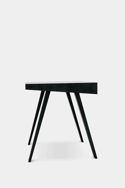Black Aquamarine Poppy 4.9 desk showing a sleek, modern furniture piece with a smooth surface and minimalist design.