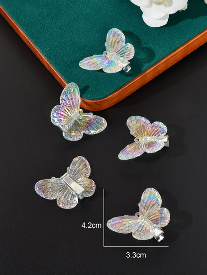 Set of 5 transparent butterfly hairpins from White Demeter, featuring delicate, glossy hair clips perfect for hair decoration.