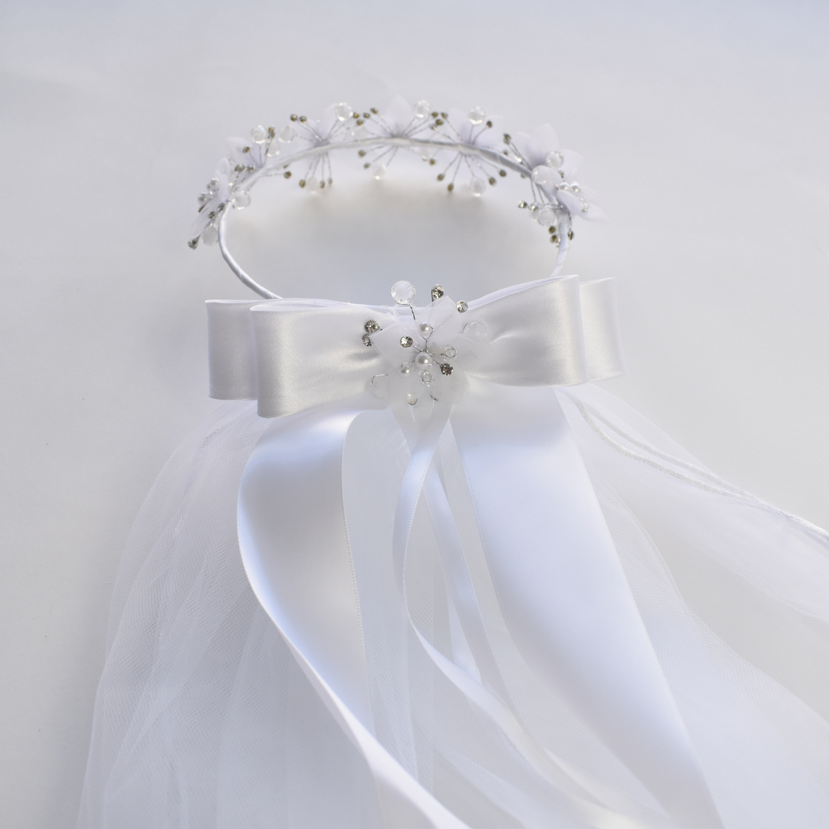 Flowers bow veil for girls dresses
