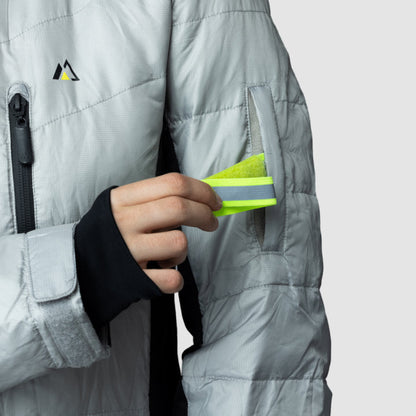 Gray EcoDown activewear jacket for women by Rose Hemera, featuring lightweight insulation and stylish, functional design.