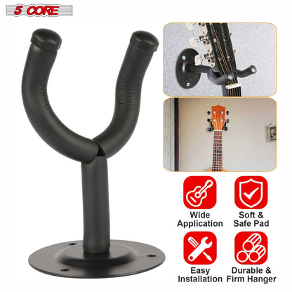 Violet Rose 5-core guitar wall mount hanger displaying a guitar securely held on a wall hook for easy access and display.