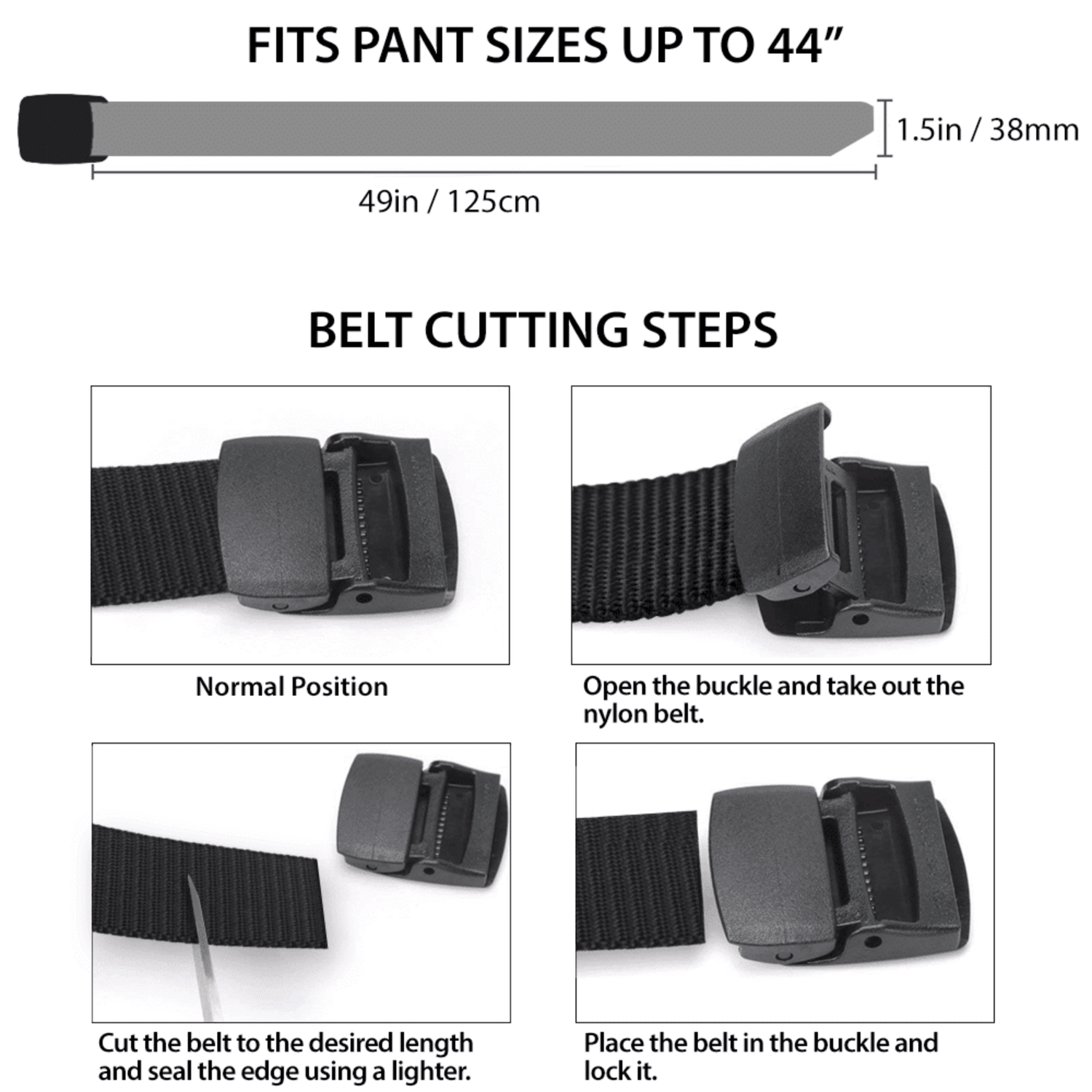 Black Lavender XGear tactical nylon belt with adjustable strap and plastic buckle, shown in a close-up image.