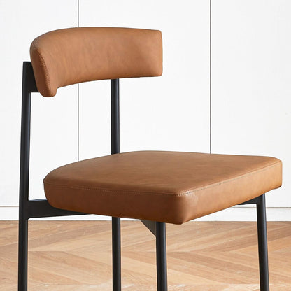 Brown Faux Leather Armless Upholstered Dining Chairs