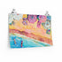 Colorful Day at the Beach premium matte poster by Yellow Pandora, featuring vibrant beach scene for home decor.