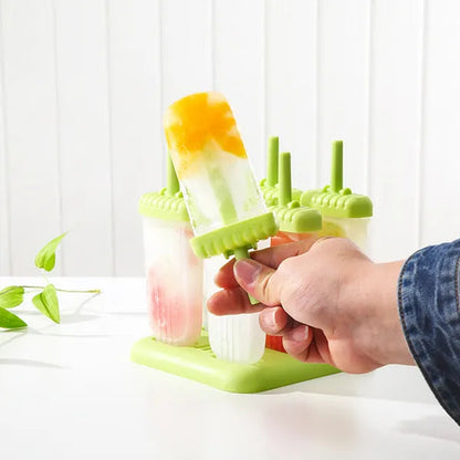 Set of 6 reusable Pear Daisy popsicle molds for homemade ice cream and ice pops, perfect for DIY frozen treats at home.