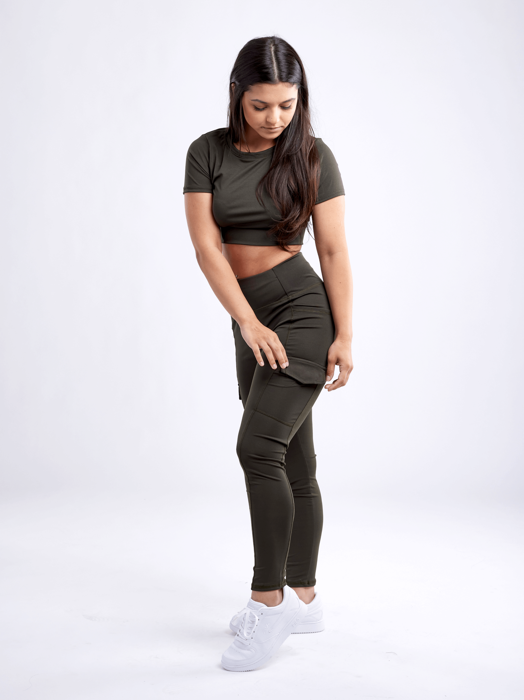 Black Lavender JupiterGear short-sleeve crop top for activewear, shown in black fabric with a fitted design.