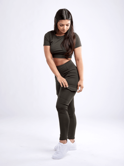 Black Lavender JupiterGear short-sleeve crop top for activewear, shown in black fabric with a fitted design.
