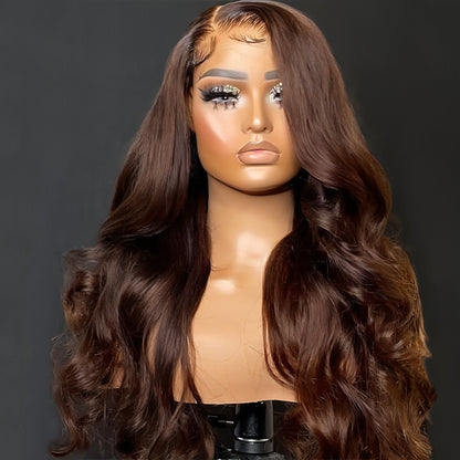 Carmine Juneberry LuxeFlow Real Hair Wig with layered, natural-looking hair in a designer haircare style.