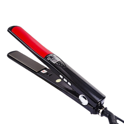 Maroon Asteria professional hair straightener with nano-titanium plates and keratin for smooth, sleek hair styling.