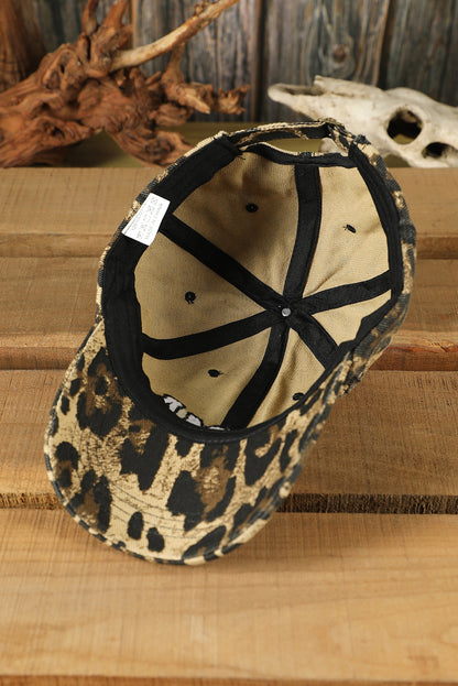 Carmine Juneberry Leopard MAMA embroidered baseball cap with leopard print and embroidered "MAMA" design, casual hat for women.