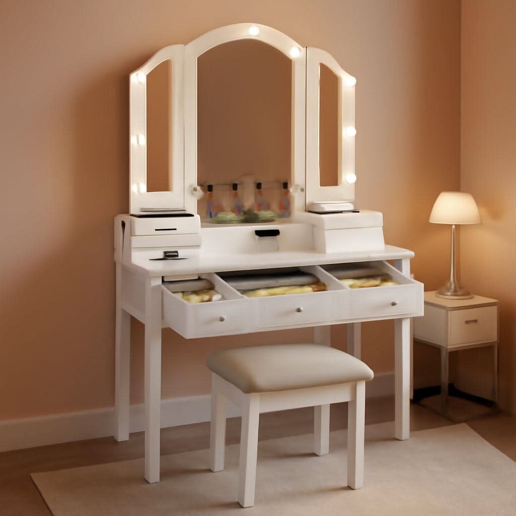 Makeup Vanity Desk With Highgloss LED Illumination