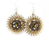 Red Sunflower Kinetic Gear Earrings 5004F featuring metallic gear design and dangling style, made of polished metal.