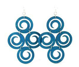 Red Sunflower Circles of Spirals earrings featuring intertwined spiral designs in silver for a stylish, modern look.