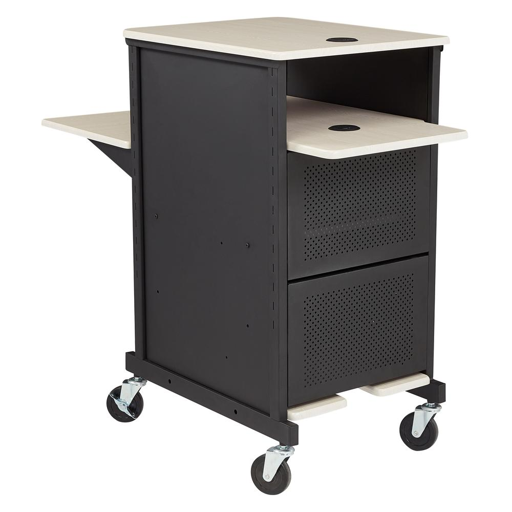 Oklahoma Sound® Jumbo Presentation Cart with sturdy wooden top and metal frame, ideal for presentations and events.