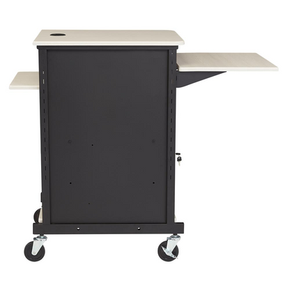 Oklahoma Sound® Jumbo Presentation Cart with large surface, wheels, and storage compartments for easy transportation of presentation materials.