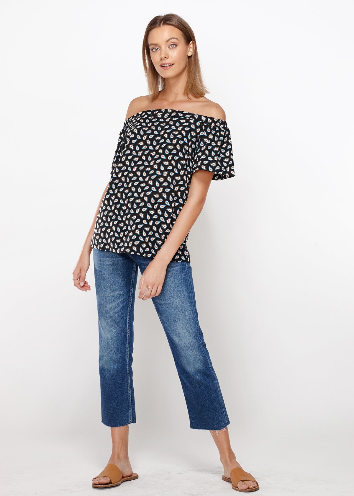 Black and blue off-shoulder women&