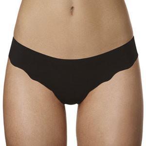 Lime Lucy LZ No Limits low rise laser cut thong in black lingerie, showcasing intricate cutout design and slim fit.