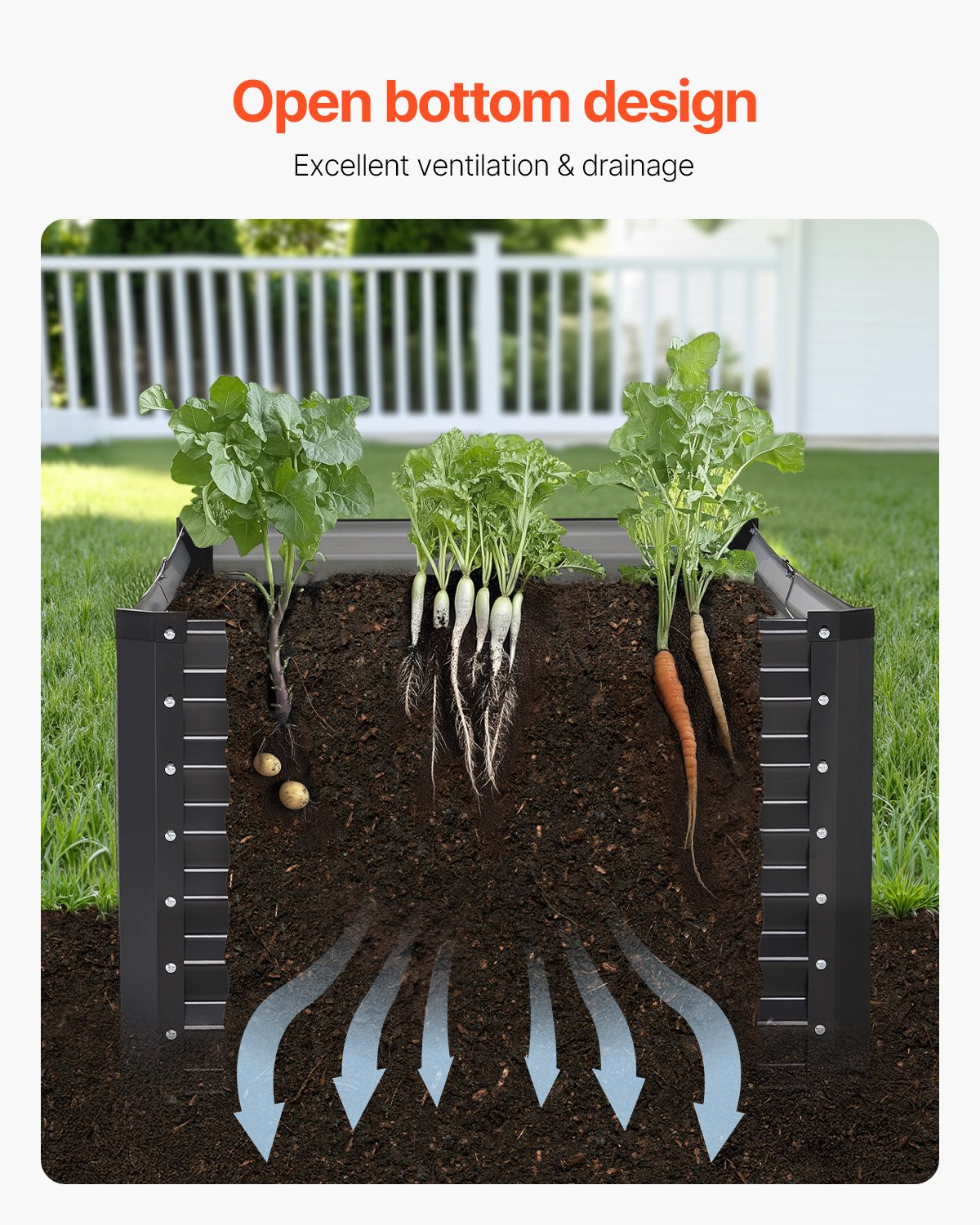 Start2Finish VEVOR metal raised garden bed, 6x3x2 ft outdoor galvanized planter box for vegetables, flowers, herbs, and succulents.