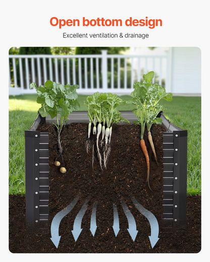 Start2Finish VEVOR metal raised garden bed, 6x3x2 ft outdoor galvanized planter box for vegetables, flowers, herbs, and succulents.