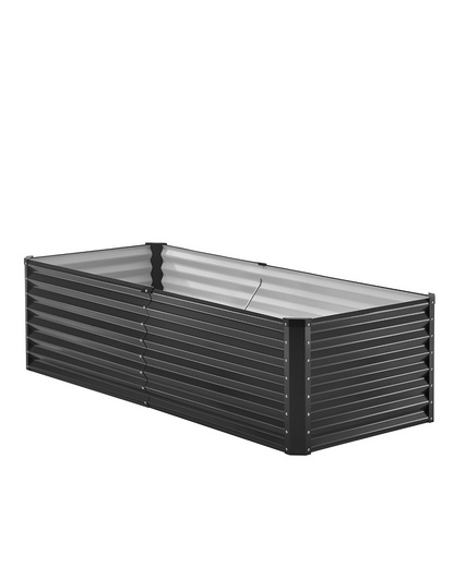 Start2Finish VEVOR metal raised garden bed, 6x3x2 ft galvanized planter box with open bottom for vegetables, flowers, herbs, and succulents.