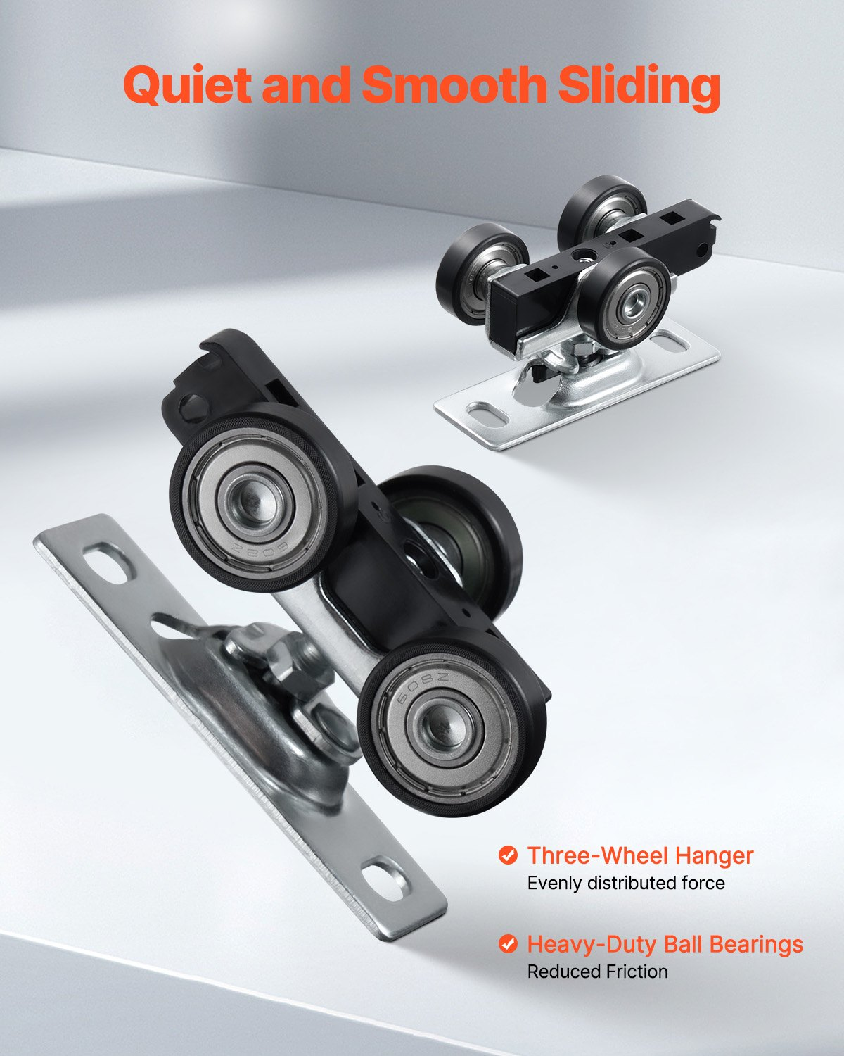 Start2Finish VEVOR bypass sliding door hardware kit with aluminum alloy rails and rollers for 2 closet doors, fits 1 3/8" to 1 3/4" thick doors.