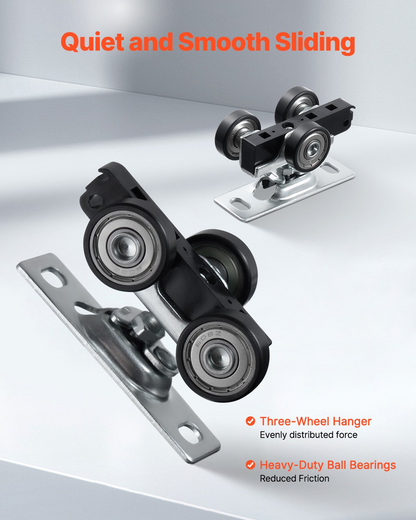 Start2Finish VEVOR bypass sliding door hardware kit with aluminum alloy rails and rollers for 2 closet doors, fits 1 3/8" to 1 3/4" thick doors.