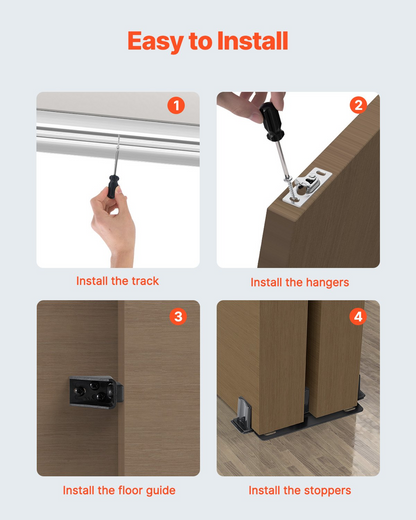 Start2Finish VEVOR bypass sliding door hardware kit with aluminum alloy rails for 2 closet doors, 6ft heavy-duty sliding door system