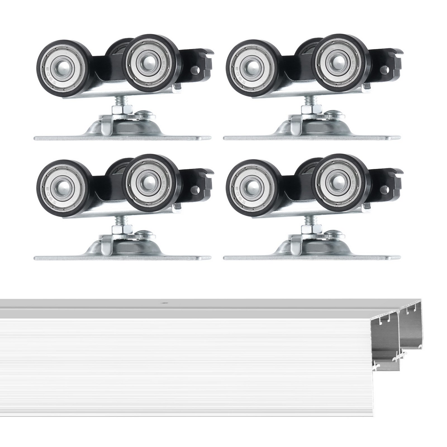 Start2Finish VEVOR bypass sliding door hardware kit with aluminum alloy rails for 2 closet doors, fits 1 3/8" to 1 3/4" thick doors.