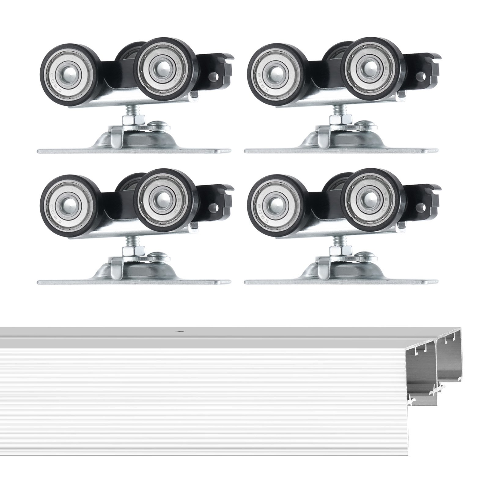 Start2Finish VEVOR bypass sliding door hardware kit with aluminum alloy rails for 2 closet doors, fits 1 3/8" to 1 3/4" thick doors.