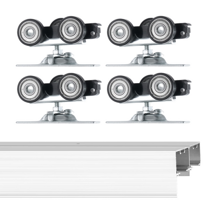 Start2Finish VEVOR bypass sliding door hardware kit with aluminum alloy rails for 2 closet doors, fits 1 3/8" to 1 3/4" thick doors.