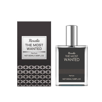Carmine Juneberry Roxelis The Most Wanted Parfum Men bodycare product with sleek packaging and branding.