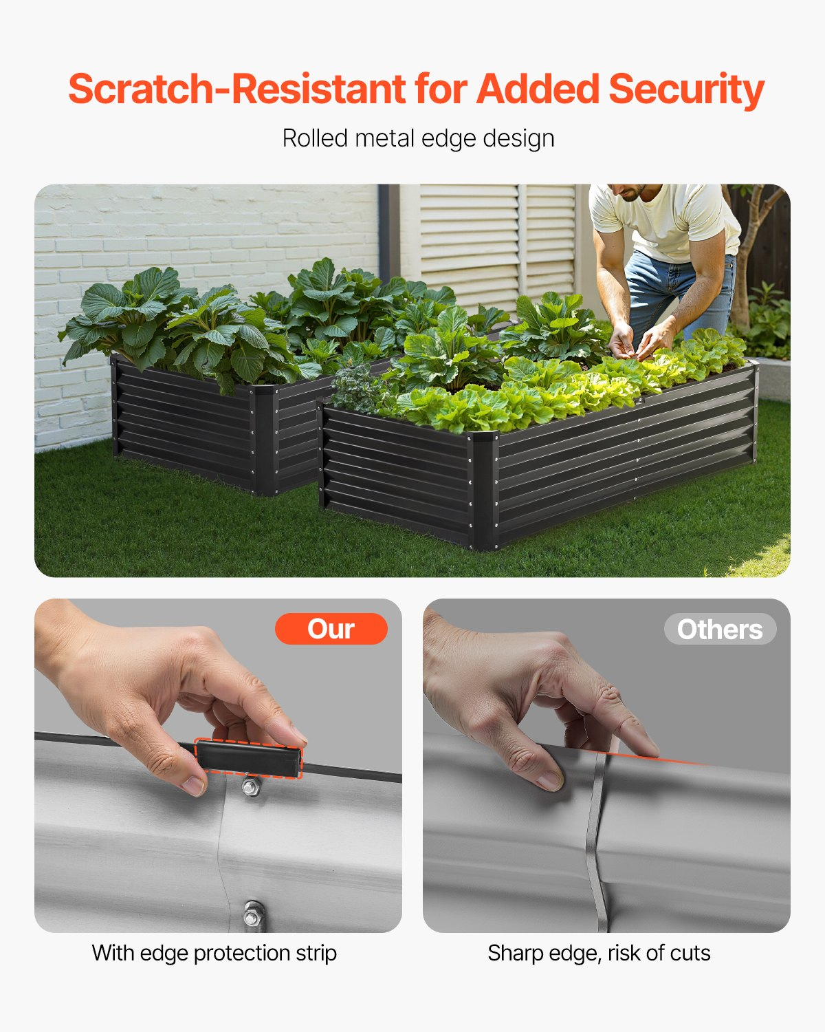 Start2Finish VEVOR metal raised garden bed in dark gray, 6x3x1.5 ft outdoor galvanized planter box for vegetables and flowers.