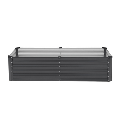 Start2Finish VEVOR metal raised garden bed, 6x3x1.5 ft galvanized planter box with open bottom for vegetables, flowers, and herbs.