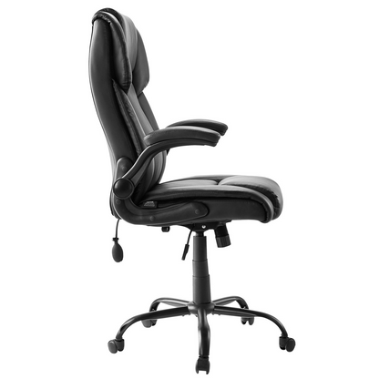 Start2Finish VEVOR office chair with lumbar support, flip-up armrests, lumbar pillow, height adjustable, ergonomic PU leather desk chair