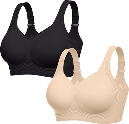 LetsJoli Jelly Bras for Women No Underwire Plus Size Push Up Supportive | Full Coverage, Wireless Support Lift, For Older Women Large Breasts, Minimizer, Seamless Everyday Bra