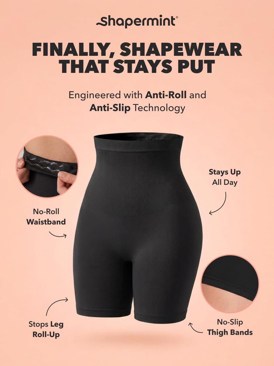 SHAPERMINT Shapewear for Women - High-Waisted Shapewear Tummy Control Shorts, Thigh Slimmer, Underwear for Women