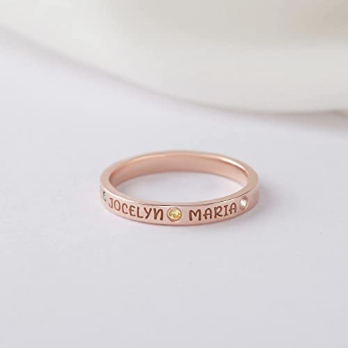 Green Millie personalized mom ring with engraved kids&